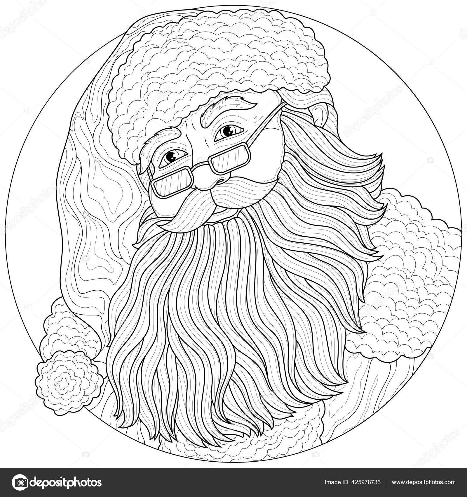 Santa claus coloring book antistress children adults illustration isolated white stock vector by vlasenkoekaterinkagmail