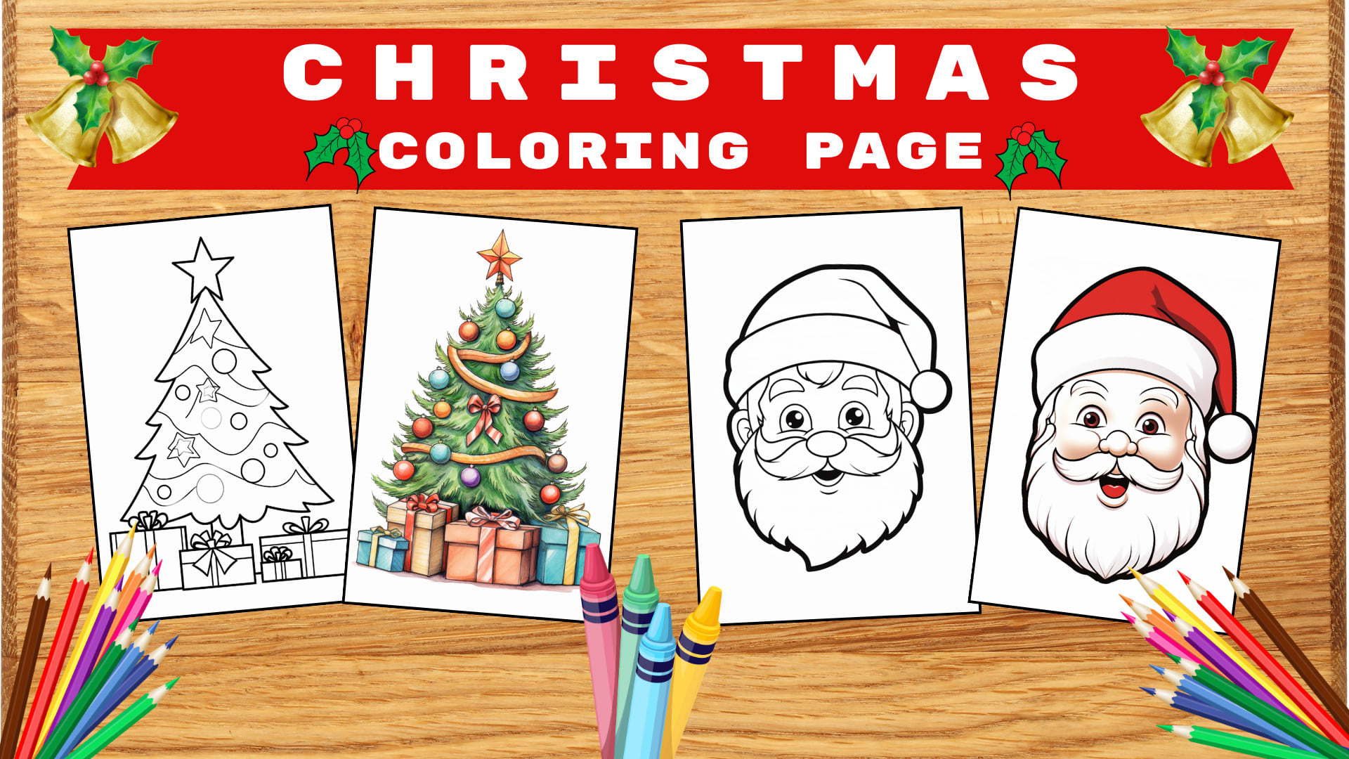 Create christmas coloring pages for children with mid journey by rusticsunset