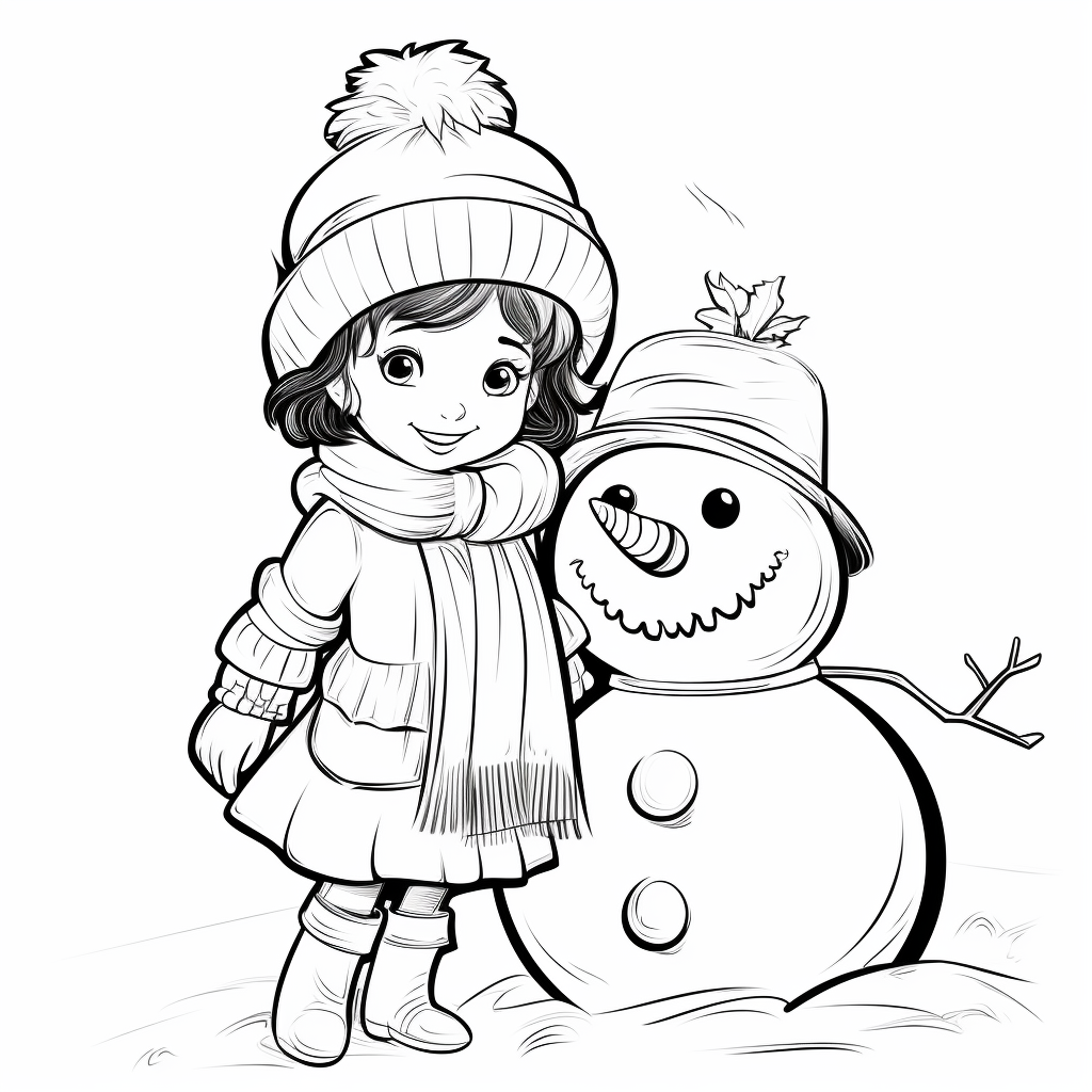 Build a snowman coloring page