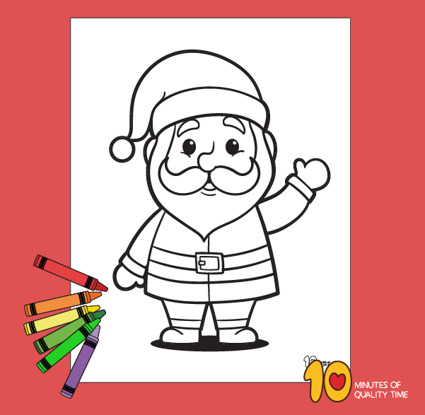 Waving santa claus coloring page â minutes of quality time
