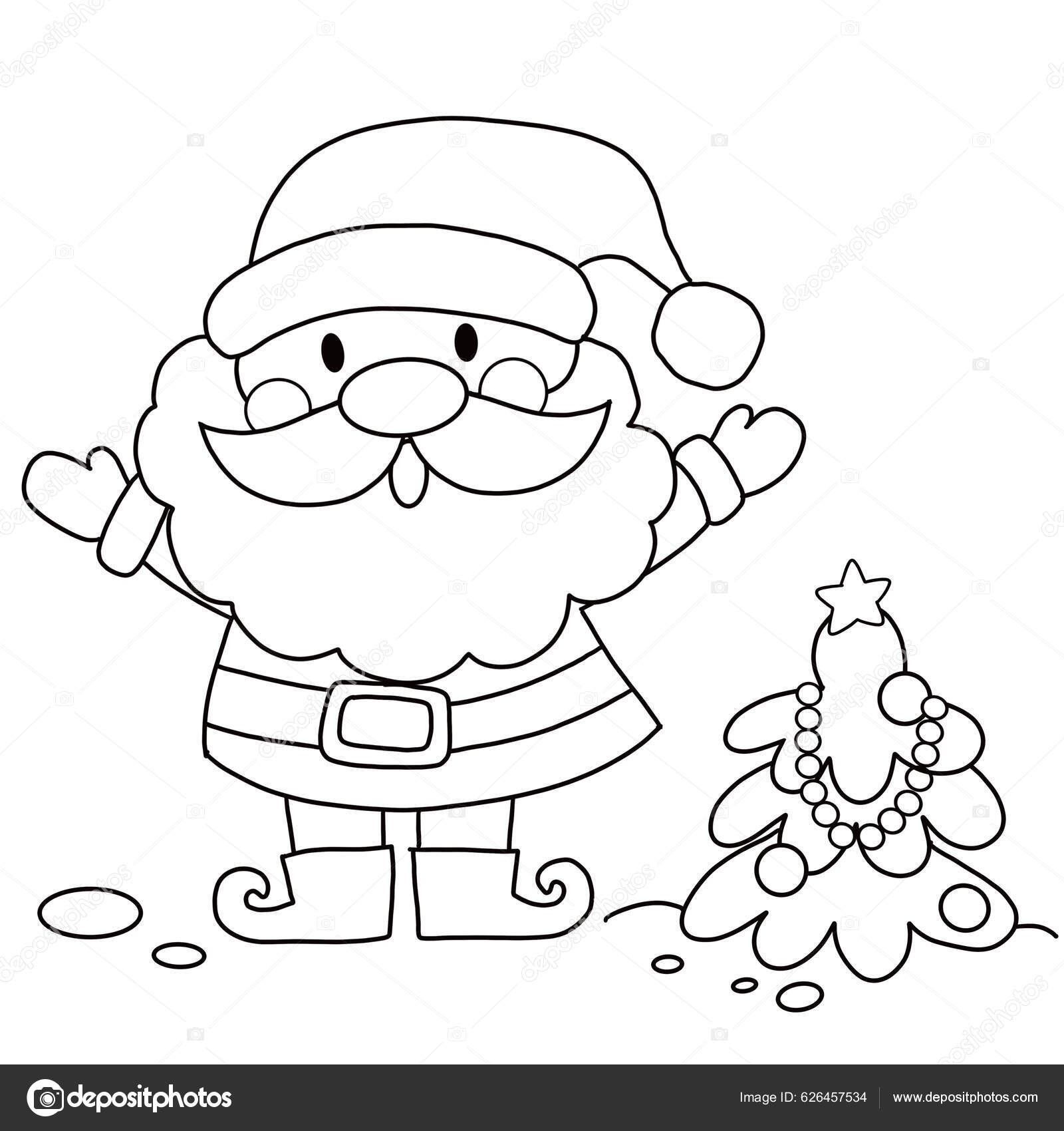 Merry christmas christmas santa claus isolated coloring page kids stock vector by george