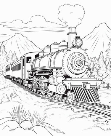 Vintage steam lootives coloring pages by coloringbooksart on