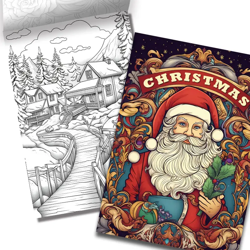 A paper thickened pages christmas theme coloring book