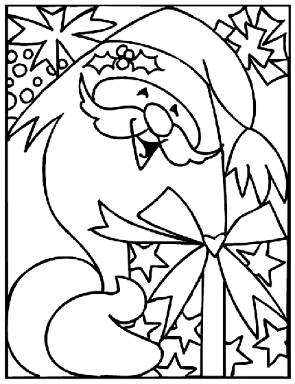 Christmas santa with gifts free coloring page for kids