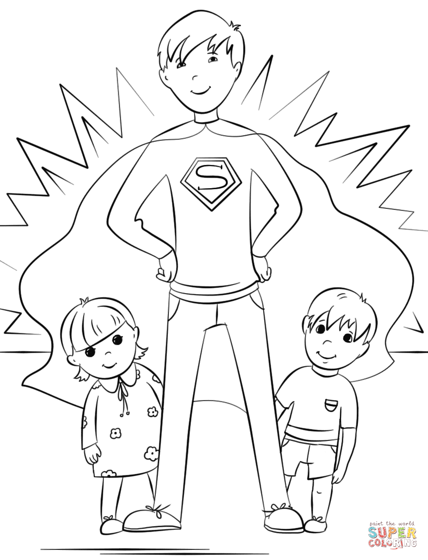 Dad is my superhero coloring page free printable coloring pages