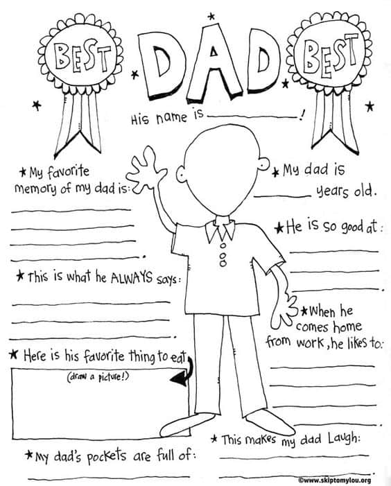 Dad coloring page for the best dad