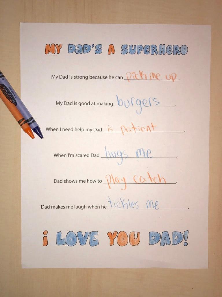 Dads super powers worksheet