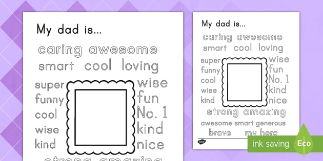 Fathers day describing words sheet