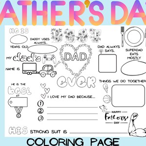 All about my dad fathers day printable coloring page kids