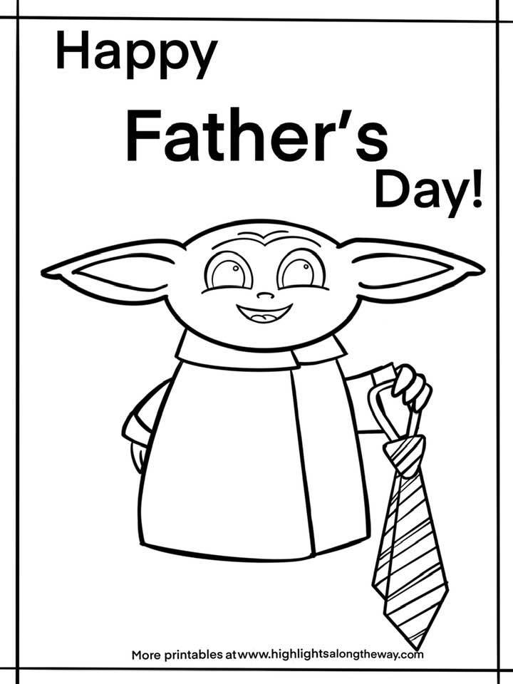 Baby yoda fathers day coloring sheet
