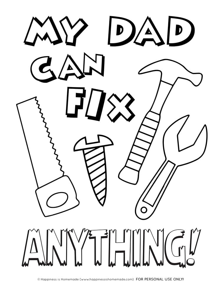 Printable fathers day card coloring page