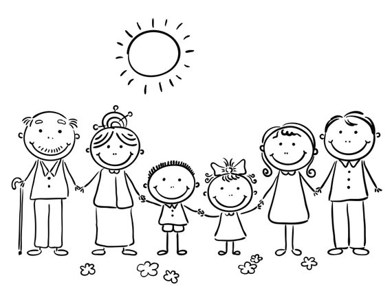 Printable happy family coloring pages for kids