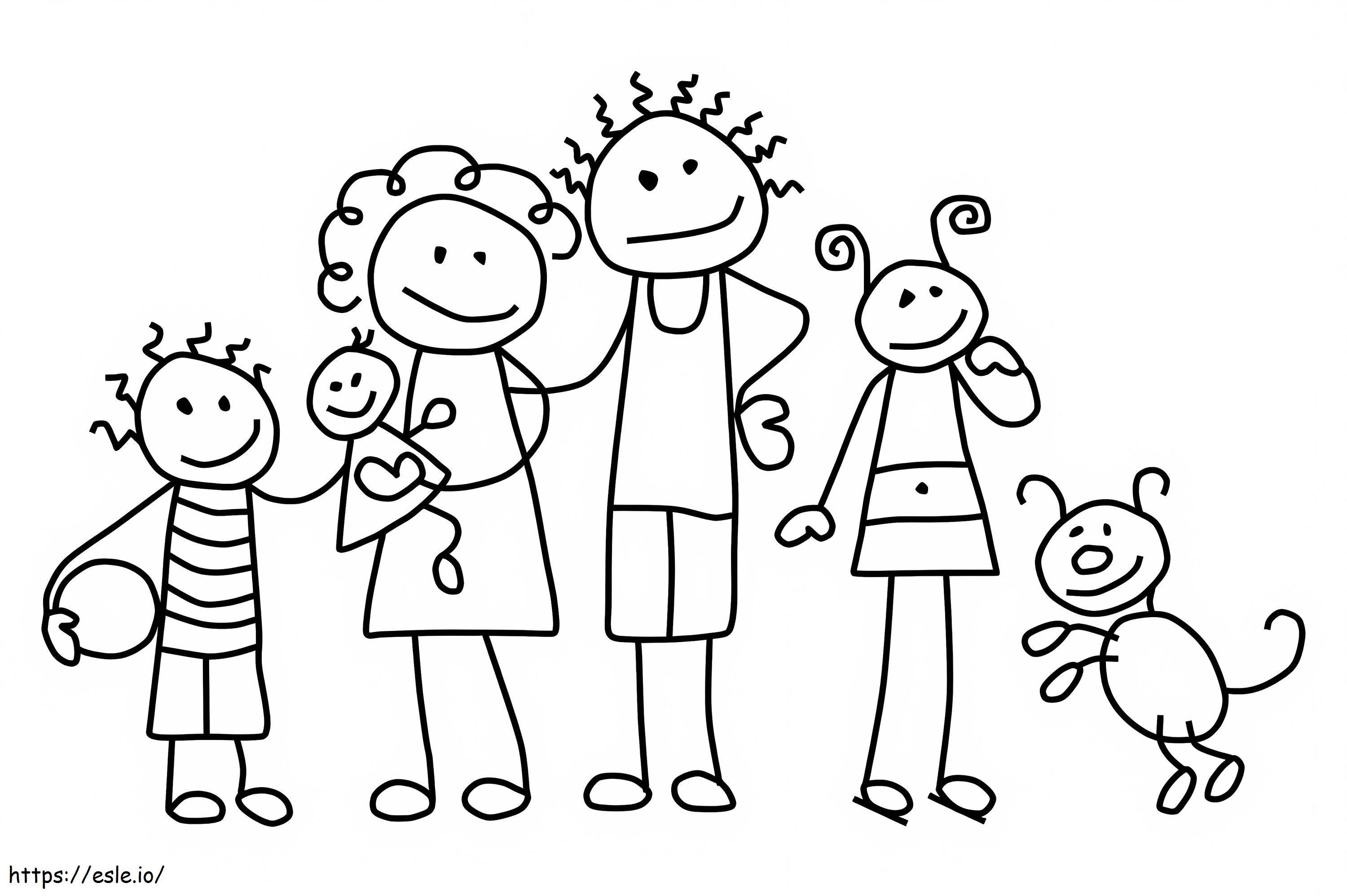 Simple family coloring page