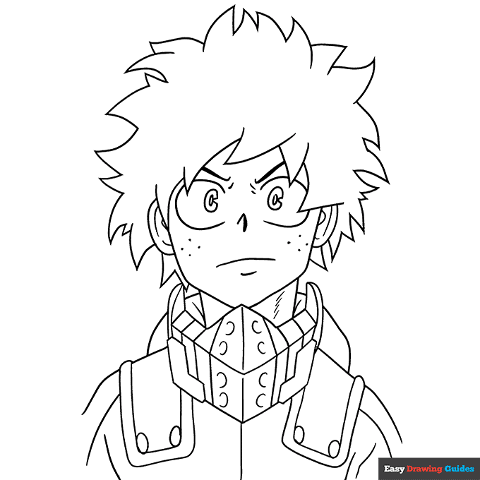 Deku from my hero academia coloring page easy drawing guides