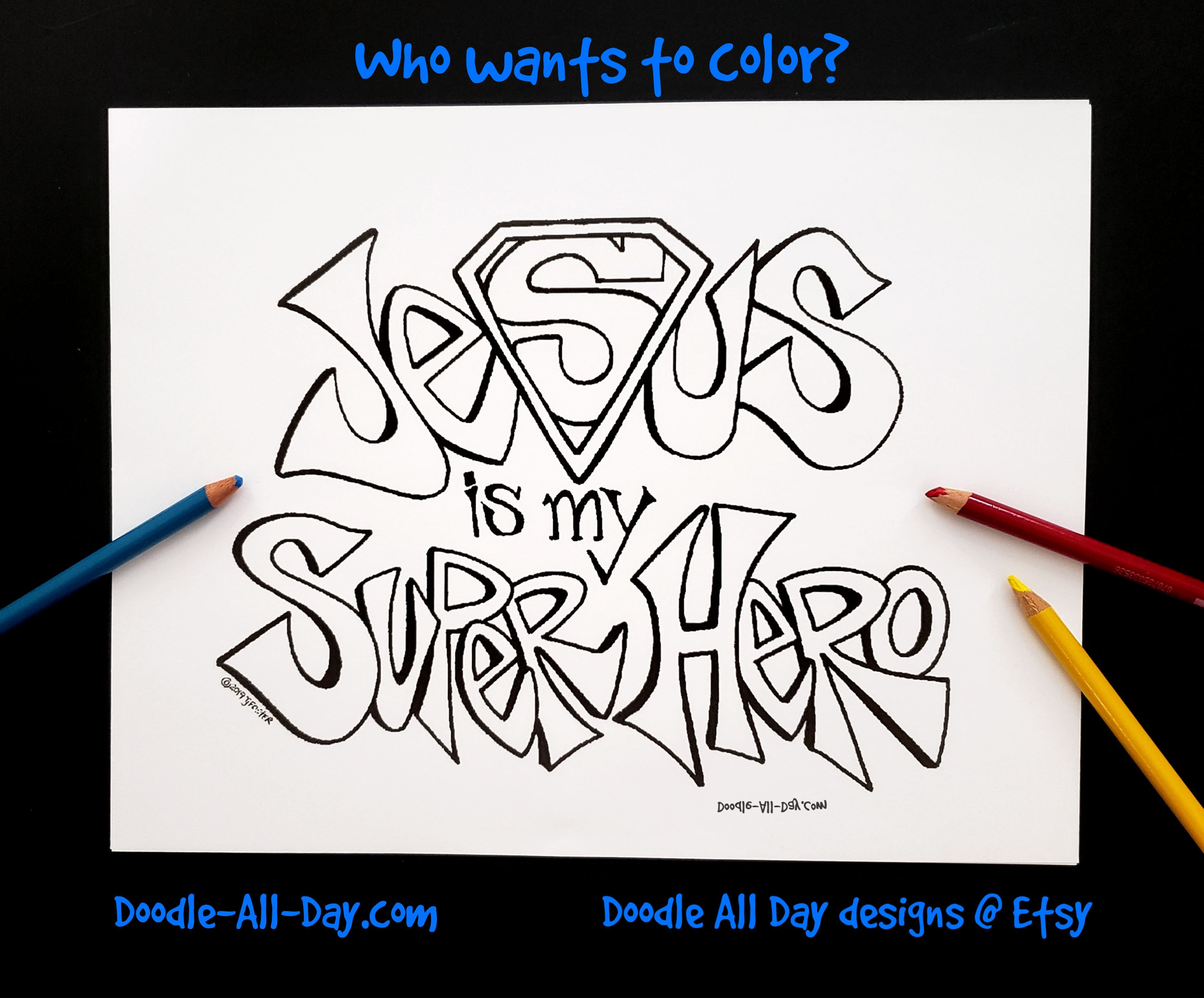 Jesus is my super hero coloring page coloring sheet digital download superhero coloring scripture coloring bible verse to color