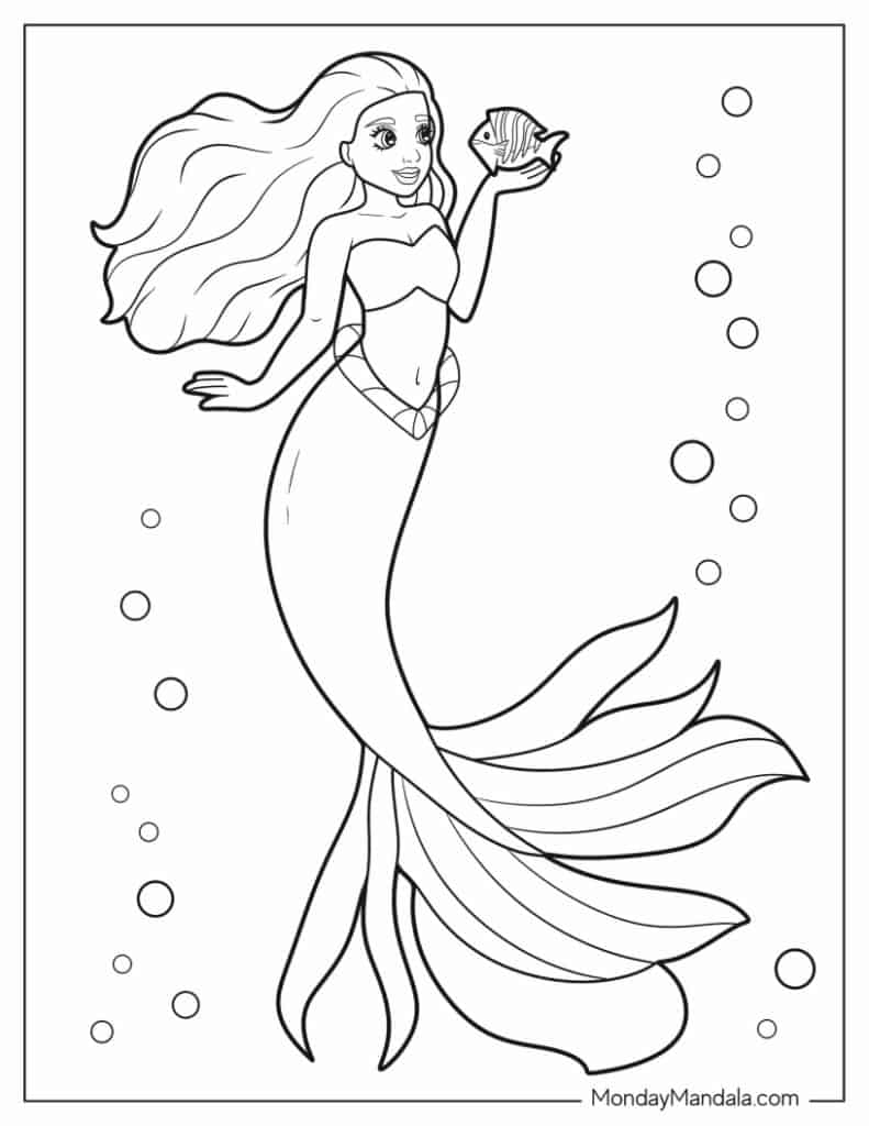 Mermaid coloring pages free pdf printables