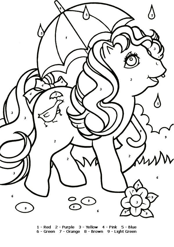 Color by numbers my little pony coloring kids printable coloring pages cartoon coloring pages