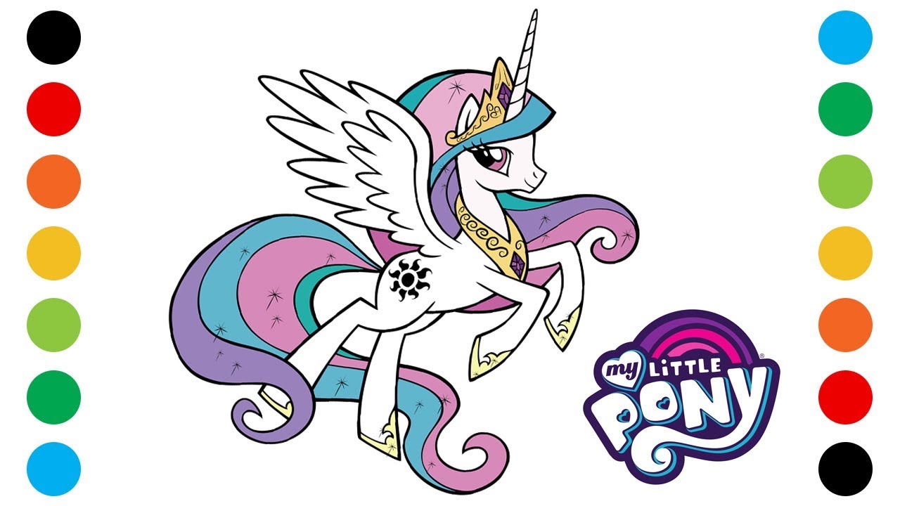 My little pony princess celestia coloring pages for kids digital coloring