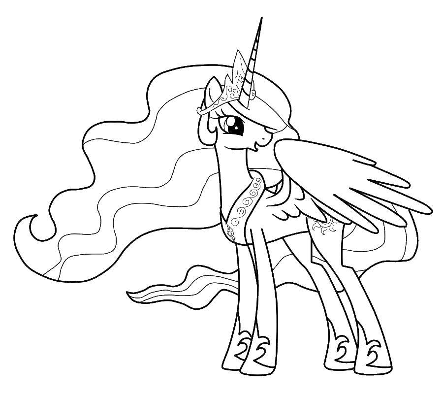 Online coloring pages coloring page princess celestia cartoons download print coloring page