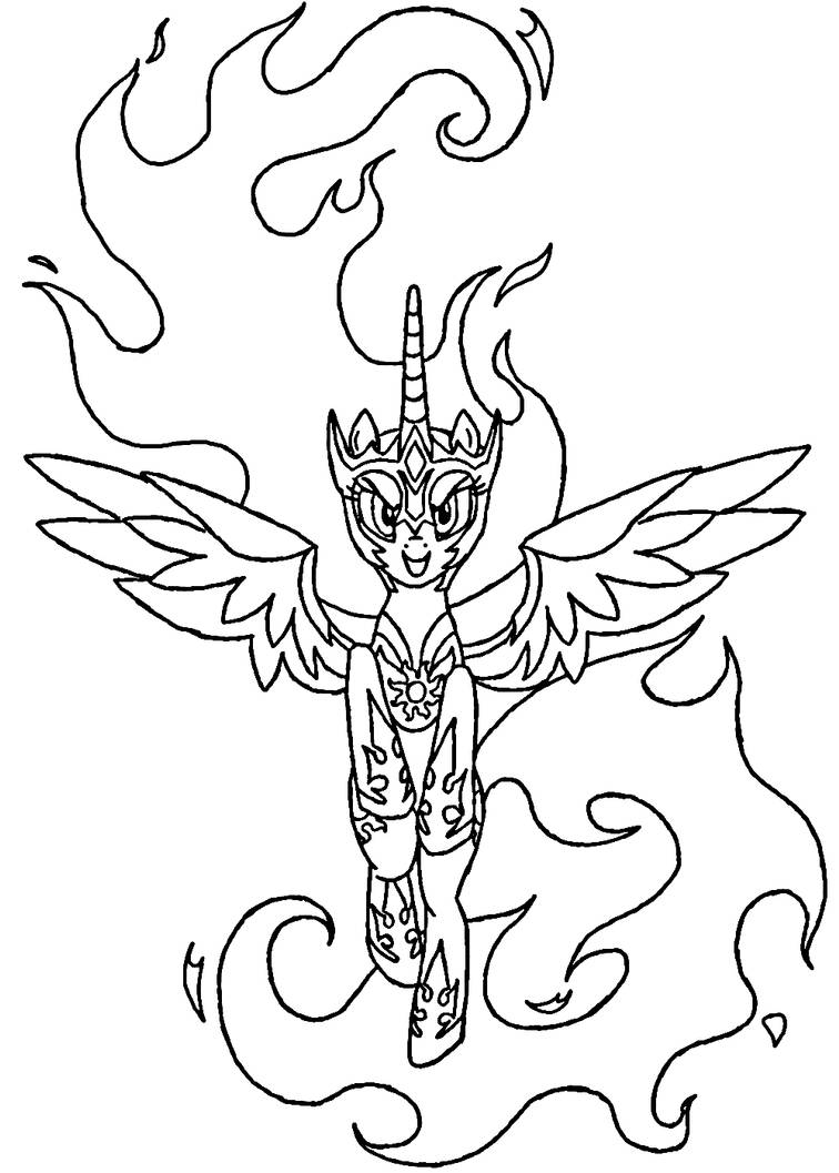 Daybreaker coloring page line art celestia mlp by sanorace on