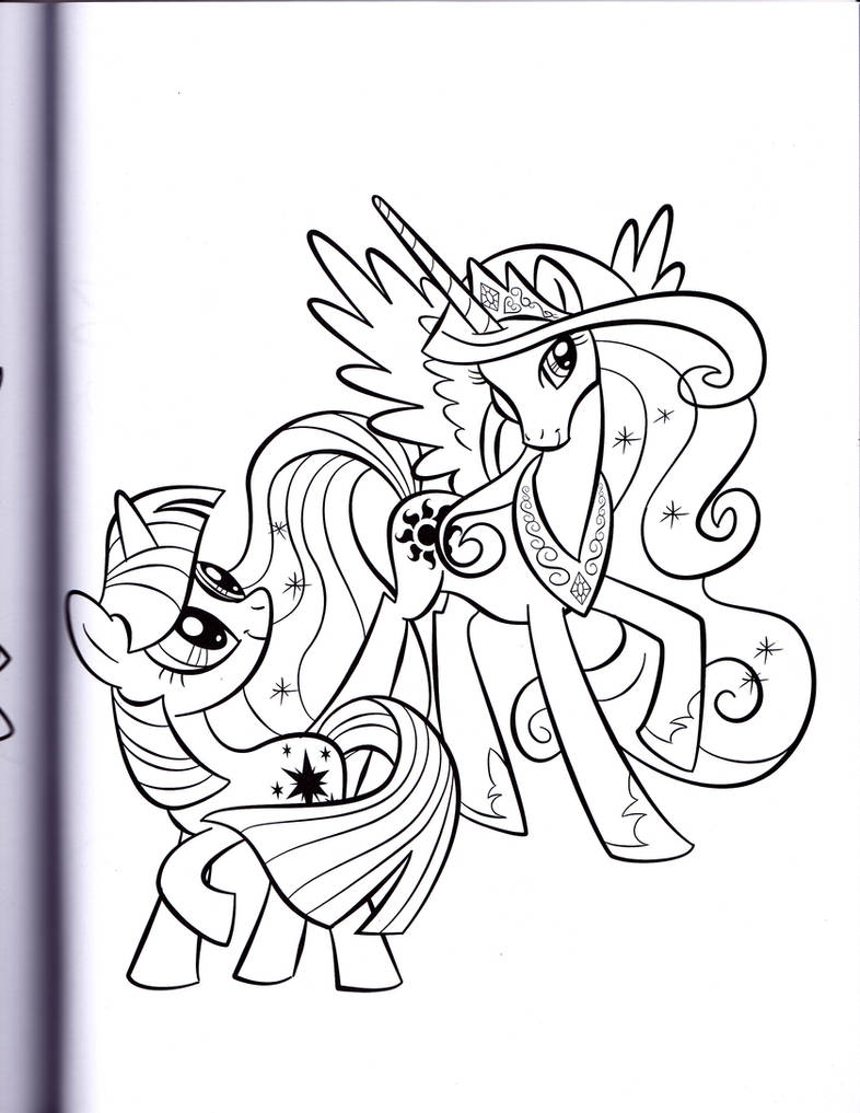 Twilight and princess celestia mlp coloring book by kwark on