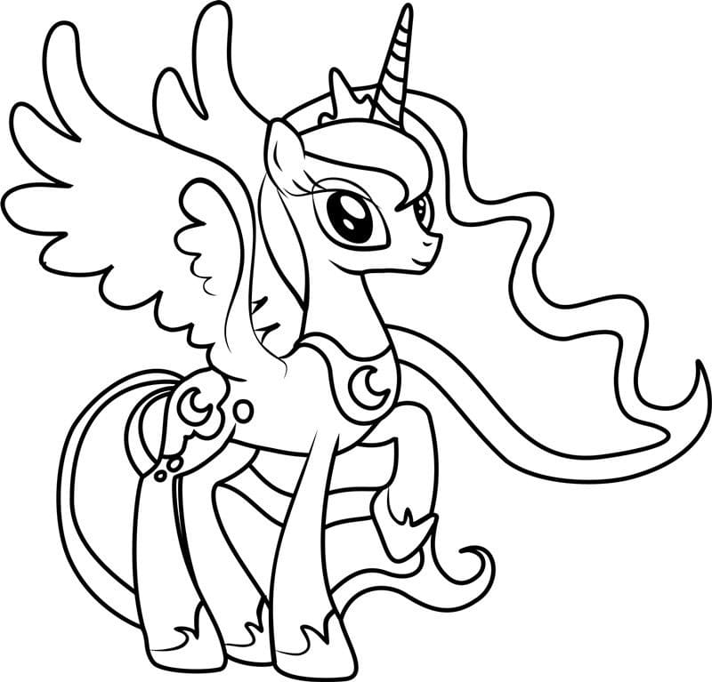 Beautiful princess luna my little pony coloring page