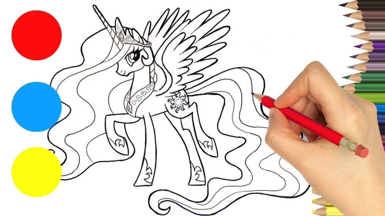 Coloring y little pony princess celestia beauty drawing tutorial