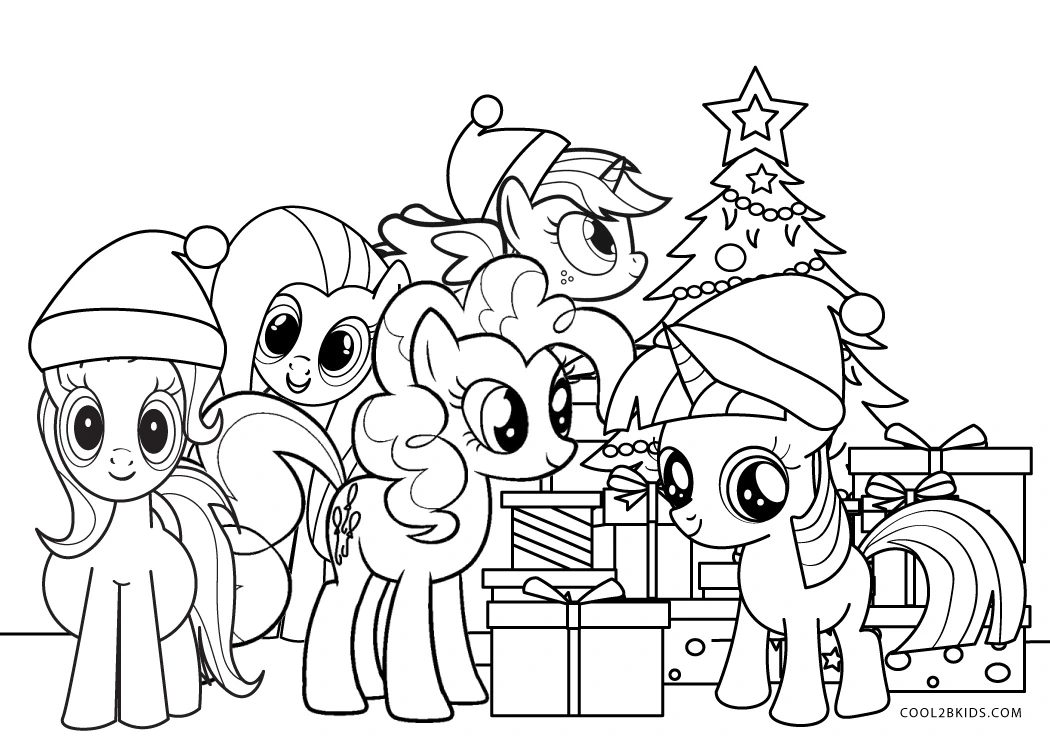 Free printable my little pony christmas coloring pages for kids