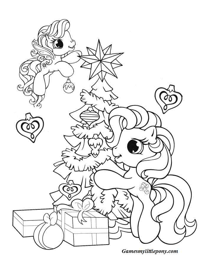 Pony coloring pages christmas coloring page