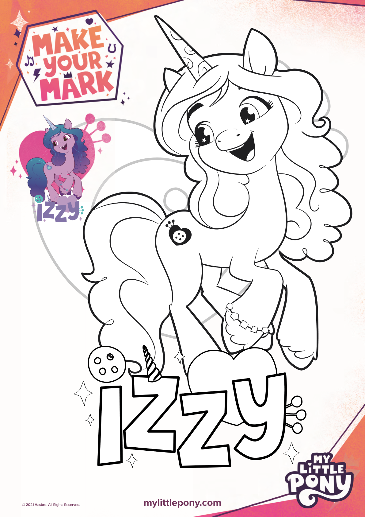 Free printable my little pony izzy coloring page