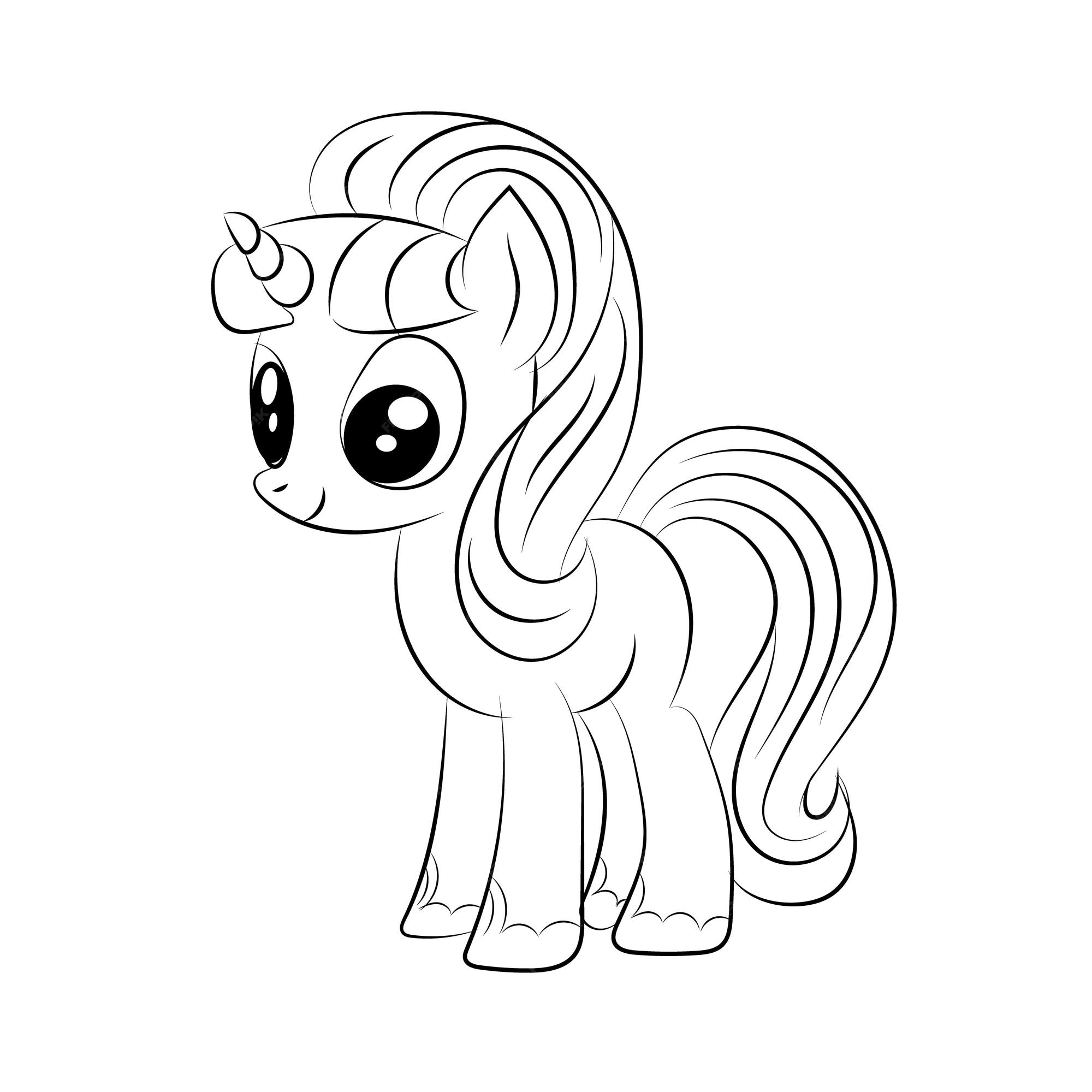 Pony coloring book little pony coloring book for kids template vector illustration line vector art at vecteezy my little pony coloring pages