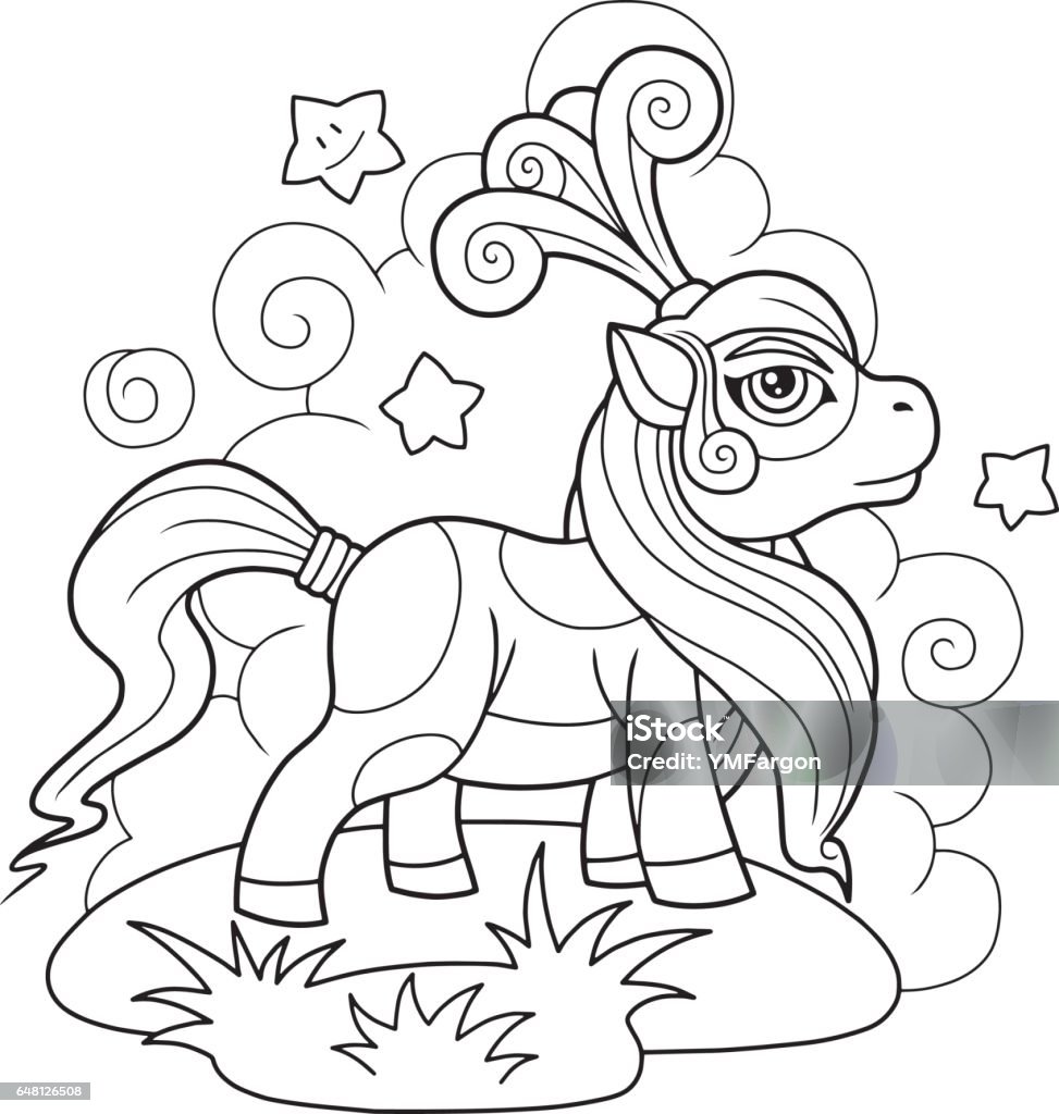 Cute pony coloring book little pony coloring book for kids template vector illustration line vector art at vecteezy my little pony coloring pages