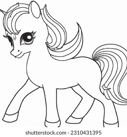 Cute pony coloring book little pony stock vector royalty free