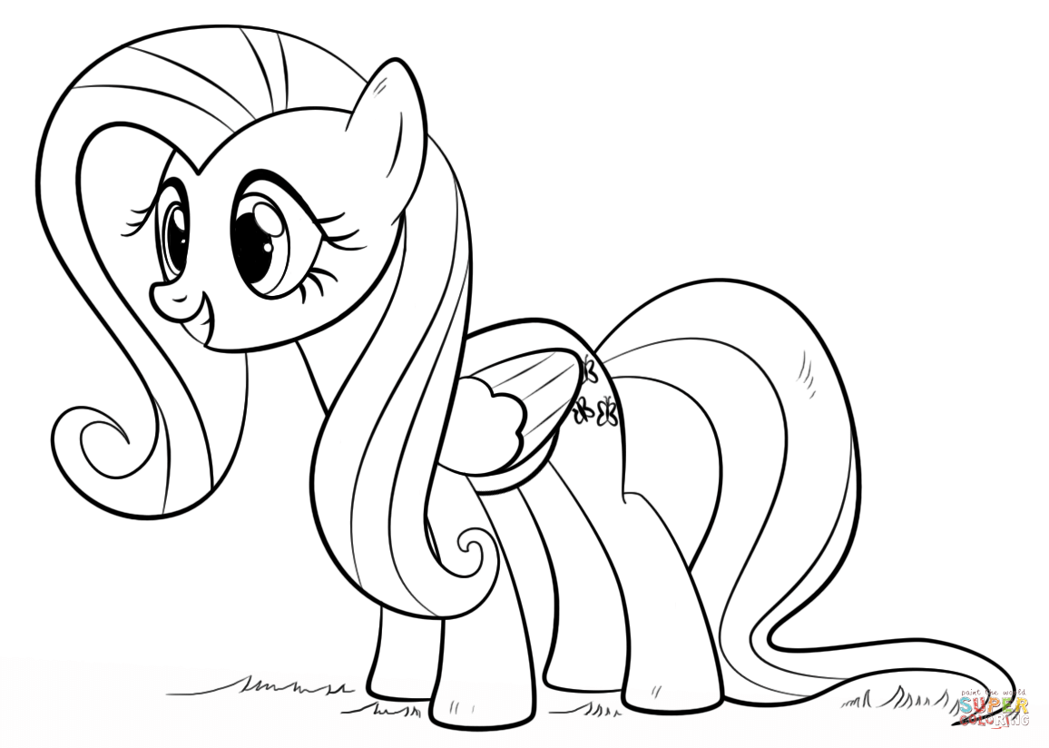 Fluttershy pony coloring page free printable coloring pages