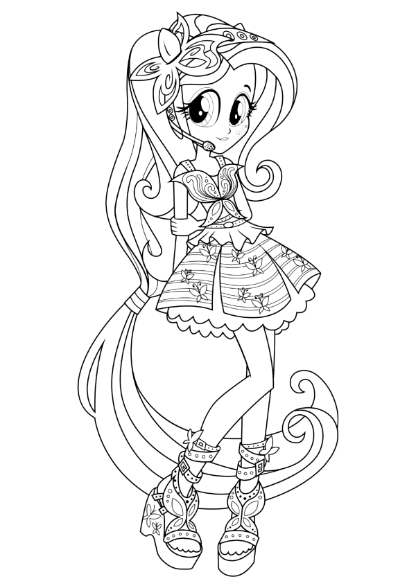 Equestria girls fluttershy coloring page