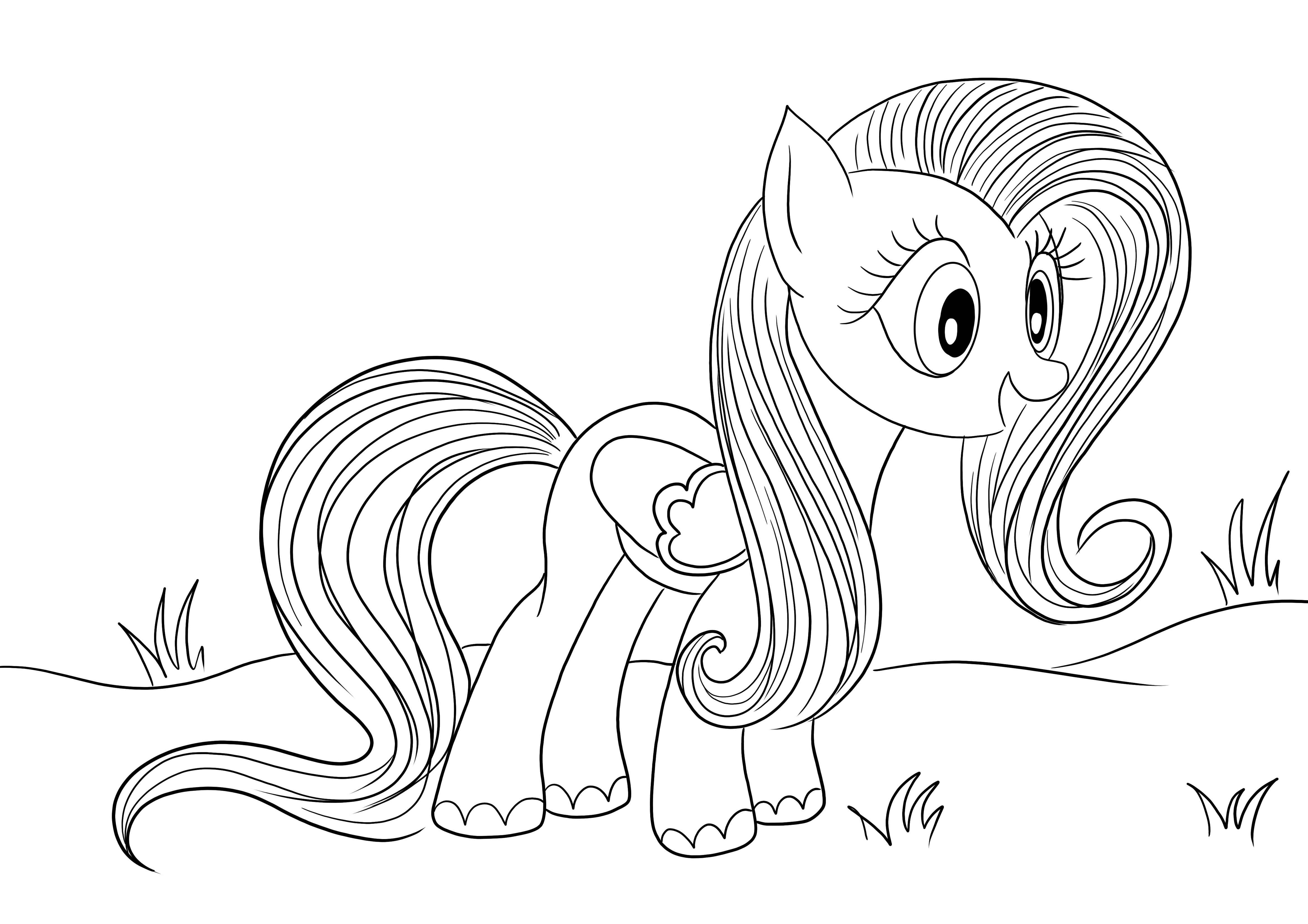 Fluttershy pony ready for printing and free coloring sheet for kids