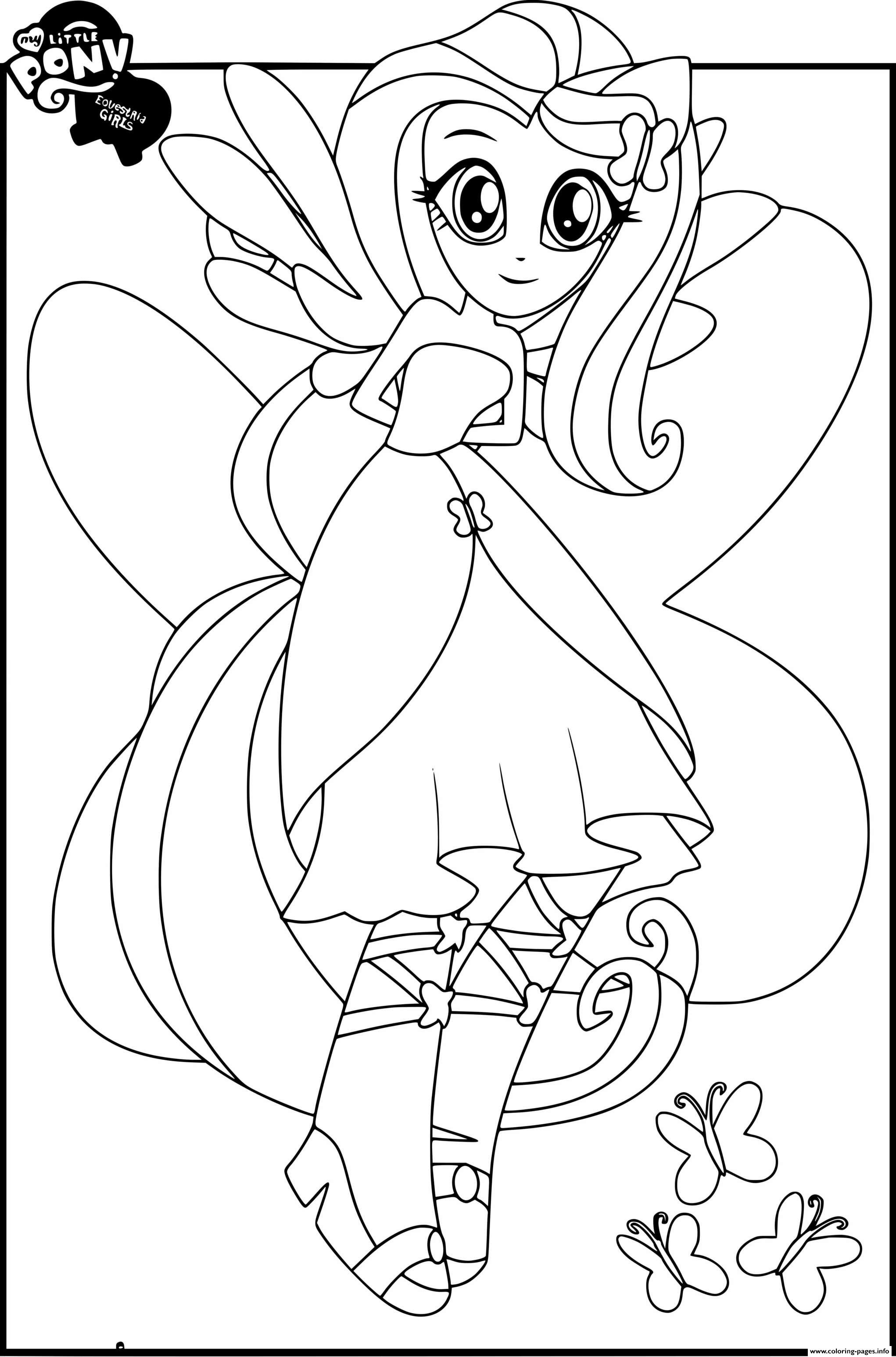 My little pony equestria girls fluttershy coloring page printable