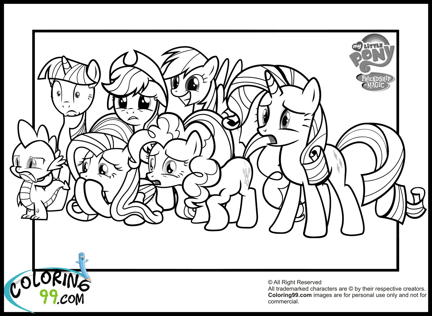 My little pony coloring pages team colors