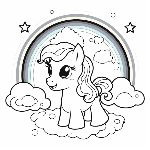 Premium ai image coloring pages for kids to print my little pony coloring pages generative ai