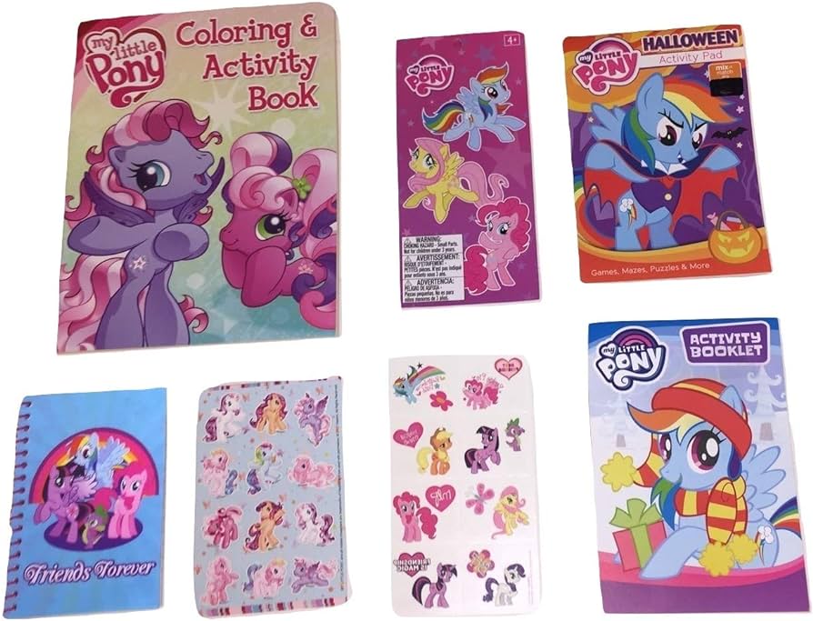 My little pony bundle of activity gift set items pony friends forever coloring book halloween and christmas activity pads tattoos sticker sheet and book journals toys games