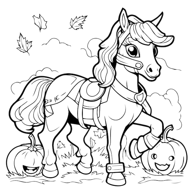 Premium vector cute cartoon halloween coloring pages