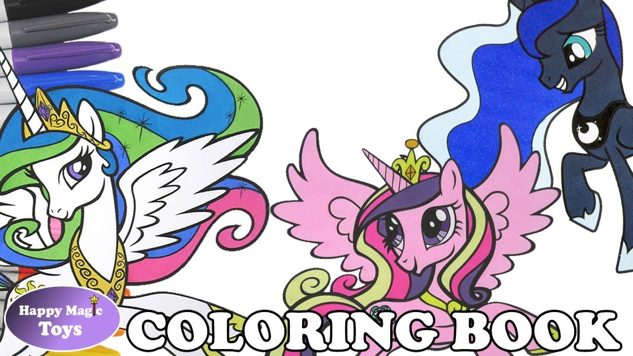 Mlp coloring book page pilation princess celestia luna cadance my little pony colouring pages