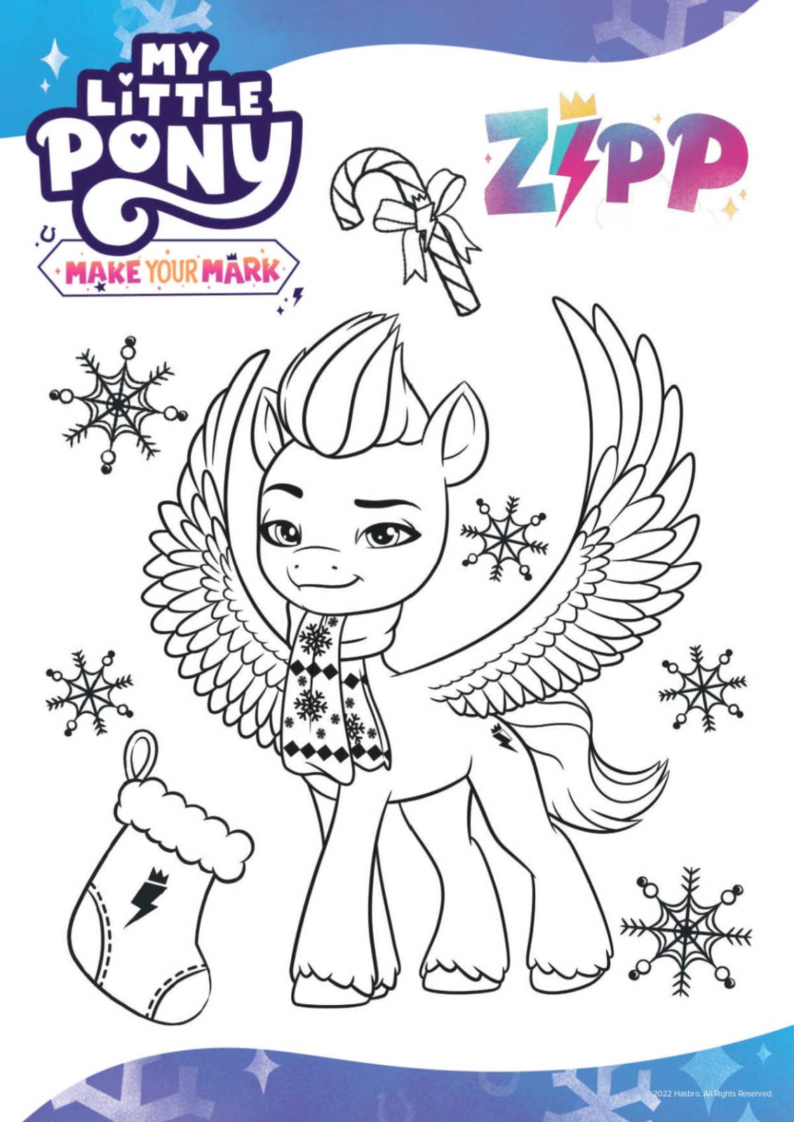 My little pony zipp christmas coloring page