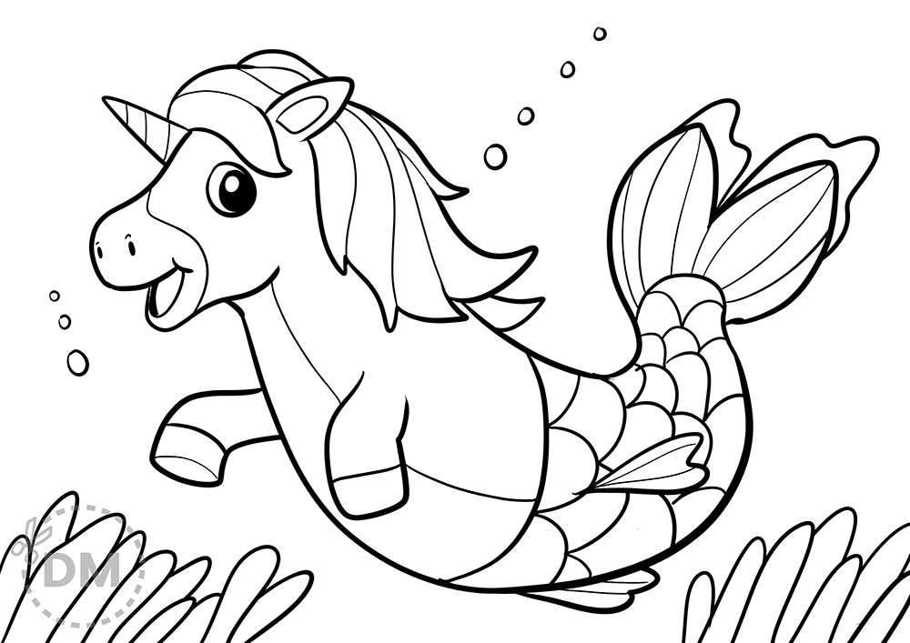 Unicorn mermaid coloring page