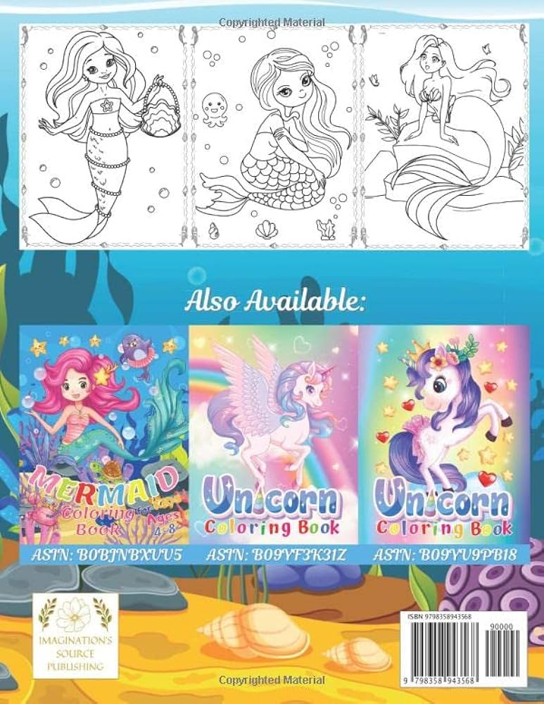 Mermaid loring book pages of fun and creativity with llection of cute mermaids loring pages with big easy simple drawings for girls boys in the best gift for kids