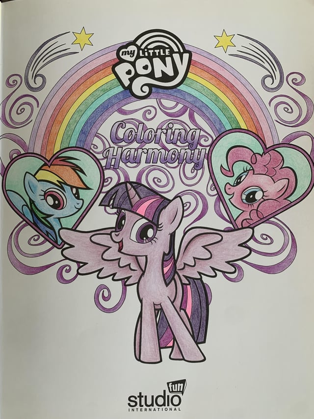 Just wanted to do something lighthearted and simple today so i did the title page in my new mlp coloring harmony book cant wait to do more in this book its very