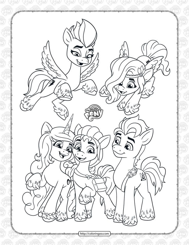 Colorful mlp new generation characters coloring page