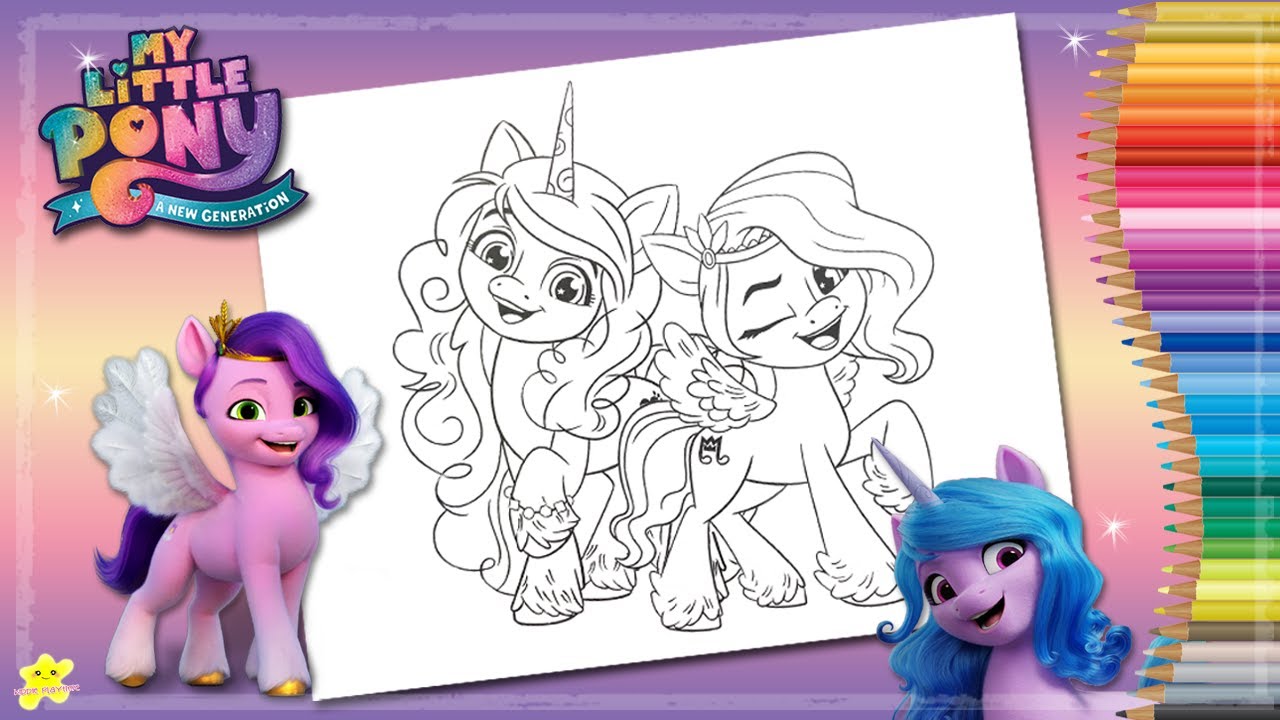 Coloring my little pony new generation pipp petals and izzy moonbow kiddie playtime