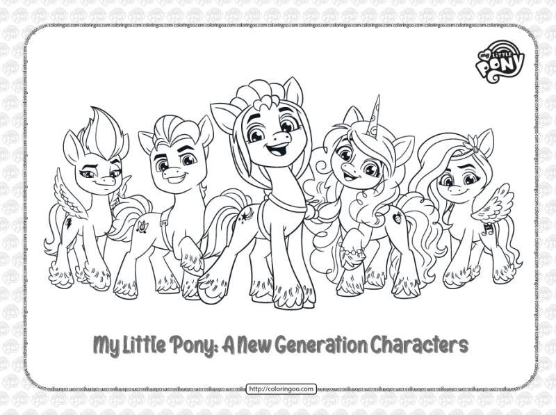 Mlp g characters pdf coloring pages by coloringoo on