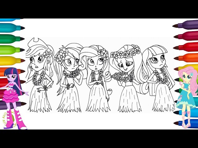 My little pony equestria girl coloring book pages pinkie pie fluttershy rarity applejack